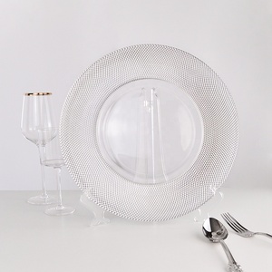 Piatto di Presentazione in Vetro da 13 Pollici, Elettroplaccato Argento, Elegante Sottopiatto Rotondo Trasparente per Matrimoni, Eventi e Feste - Product Image 4
