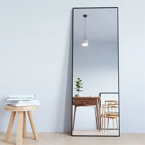 Hoge Kwaliteit Rechthoekig Glas Aluminium Frame Vloerspiegel Grote Full Body Spiegel