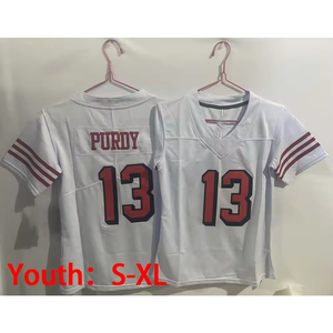 Pemuda 2025 baru SF 23 Christian mccaffe 13 Brock Purdy 85 George Kittle 97 Nick Bosa anak-anak dijahit Amerika sepak bola jersey - Product Image 6