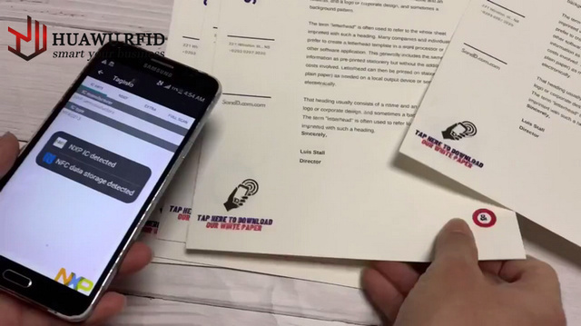 HUAWU Customized A4 Paper 210mm 297mm NFC HF and Uhf Rfid Tag for Certificates