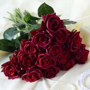 A-797 Wholesale Artificial White Rose Flowers Rose Real Touch Multi Color Selection Burgundy Red Latex Life Like Roses