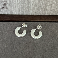 Anting-anting lingkaran bentuk C JINSEO Vintage Fashion Emas Perak S925 Sterling Silver untuk Perhiasan Wanita Hadiah Serbaguna