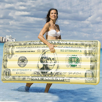 Flotteurs de piscine gonflables en PVC personnalisés en forme de billet de cent dollars, fournis directement par l'usine