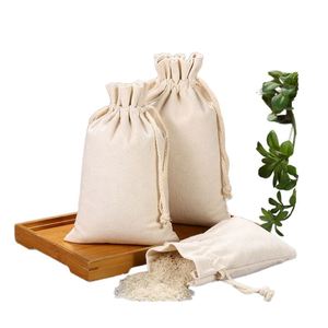 Bolsa de Algodón Biodegradable Personalizable con Cordón para Joyería, Almacenamiento de Viaje y Empaque Ecológico de Arroz con Impresión de Logotipo - Product Image 1