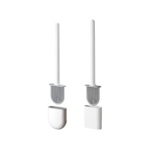 Cepillo de limpieza de inodoro de silicona con mango de plástico de dos secciones y TPR suave, superventas y económico - Product Image 1