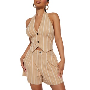 Custom LOGO Shorts Tank Top Set Outfits <strong>Lounge</strong> Wear Women Casual Wear <strong>Jumpsuit</strong> - Product Image 1