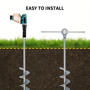 Estacas de anclaje de tierra en espiral recubiertas de polvo de acero resistente de 18 pulgadas/30 pulgadas Anclaje de tornillo de hormigón para suministros de jardín - Product Image 5