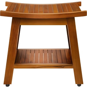 Tabouret de salle de bain en teck sur mesure à deux niveaux avec rangement pour usage domestique - Product Image 5