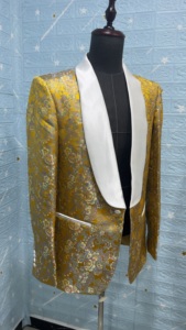 Costume métallique solide personnalisé pour hommes <span class=keywords><strong>veste</strong></span> dorée, <span class=keywords><strong>blazer</strong></span> en rayonne polyester, mariages, dîner de bal, smoking - Product Image 3