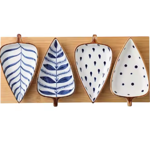 Assiette en céramique japonaise unique en forme de feuille pour <span class=keywords><strong>restaurant</strong></span> sushi assiette spéciale pour sauces fruits desserts et noix - Product Image 3