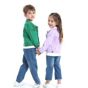 Vêtements d'extérieur unisexes pour enfants en jean uni, printemps-automne, veste en jean pour bébé garçon, enfants - Product Image 4
