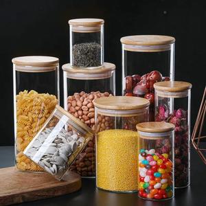 14oz High Borosilicate Glass Storage <strong>Jars</strong> with Bamboo Lids 500ml Kitchen Use Food <strong>Container</strong> Air Tight Glass <strong>Jars</strong> <strong>Set</strong> - Product Image 2