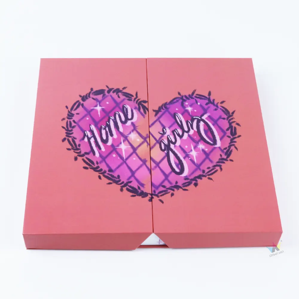 Custom Popular Design With Love Printed Luxury Double Creative Opening Cardboard Double Door Gift Packaging Paper Box