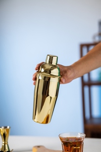 Mạ vàng cá nhân <span class=keywords><strong>barware</strong></span> Set - Boston Phong Cách Cocktail Shaker với thép không gỉ & tre phụ kiện - Product Image 4