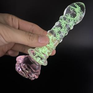 Vendita calda fluorescenza bagliore <span class=keywords><strong>in</strong></span> vetro scuro anale <span class=keywords><strong>Plug</strong></span> a forma di rosa luminoso di testa perline anale altri prodotti del sesso per adulti - Product Image 1