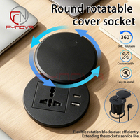 Hub d'alimentation de bureau noir 80 mm avec prise universelle et USB pour bureau, comptoir, armoire