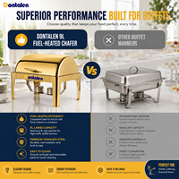 Buffet-Speisenwärmer 9L Gold Edelstahl Brennstoffbeheizter Heiß- und Kalt-Servier-Chafing-Dish für Hotel und Restaurant mit individuellem Logo