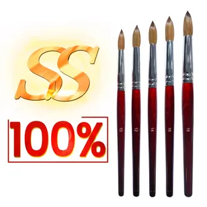 SS Quality 100% for Kolinsky Content Acrylic Dipping Powder Bamboo Handle Professional Liner <b>Round</b> Shaped Nail <b>Brush</b> Durable - Product Image 1