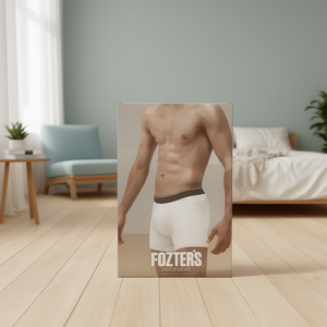 Calzoncillos Bóxer de Algodón para Hombre Fozters, Ligeros, Cintura Elástica, Ropa Interior Informal, Estilo Verano, Blancos con Ribete Negro - Product Image 2