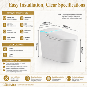Automatic Luxury Intelligent Toilet Included Advanced Seat Heating Air-Drying <b>Night</b> <b>Light</b> Bidet S-Trap Drainage Elongated Smart - Product Image 5