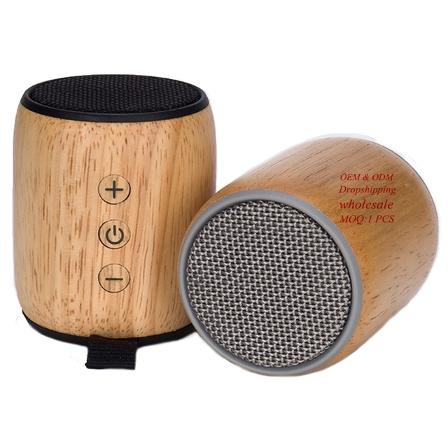 Hot Outdoor Portable Mini Speaker Wood Wireless Wooden Home Speaker with 3.5mm AUX Interface Touch Control