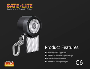 Patinete eléctrico certificado StVzo con horquilla delantera de aluminio de 1,2 W OSM <span class=keywords><strong>LED</strong></span> de alta calidad para ciclismo nocturno - Product Image 3