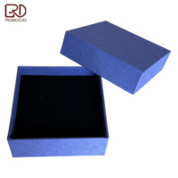 Boîte à bijoux rigide en papier texturé spécial ROGOOD 8x8x3cm Noir/blanc/bleu pour bagues/boucles d'oreilles/colliers/bracelets P2265