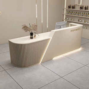 Salon de <span class=keywords><strong>beauté</strong></span> moderne en bois massif écologique Caisse de réception <span class=keywords><strong>Comptoir</strong></span> de bar <span class=keywords><strong>Formation</strong></span> de danse Magasin de vêtements pour femmes Courbé personnalisé - Product Image 6