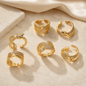 Fashion Latest Designs Gold Plated CZ Wedding Rings for Women & Men's New Model Promise Jewelry - Product Image 1