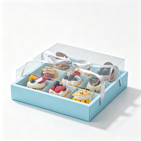 Boîte en papier enduit de qualité alimentaire couleur macaron pour pâtisserie, présentoir à gâteaux, design pliable, emballage individuel pour mini-cupcakes avec fenêtre transparente