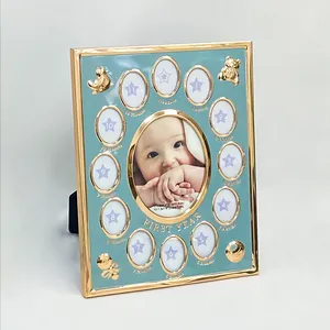 Wholesale custom luxury cute 12 months my first year metal aluminium baby picture photo frames