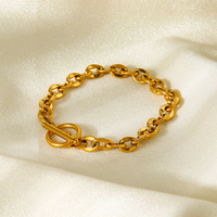 Bracelet à maillons en acier inoxydable 316L tendance géométrique 18 carats pour femme avec fermoir OT pour anniversaire