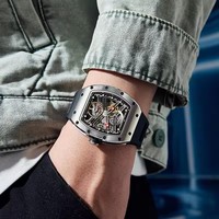 Montre mécanique pour homme de haute qualité, originale, de luxe, étanche, automatique, bracelet en fibre de carbone, personnalisable OEM