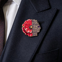 Broche YZ-Poppy Décontractée Tendance Mode Jour de la Mémoire Feuille Émaillée Or 3D Gaufrée Découpée au Laser Couleur Personnalisée Rouge