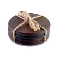 Ensemble de sous-verres ronds irréguliers personnalisés en bois d'acacia et en noyer noir avec fonction magnétique Tapis isolés et tampons gravés au laser