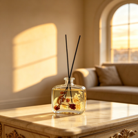 Bouteille diffuseur de parfum 200 ml, fond épais, colorée, vide, avec bouchon et bâtonnets en fibre