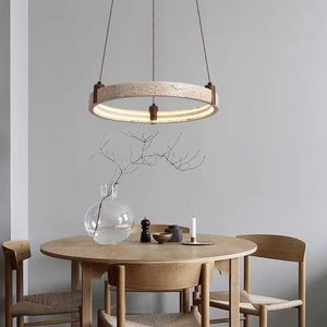 Lustre moderne en travertin à anneaux ronds Suspension italienne de luxe pour salle à manger Salon - Product Image 4