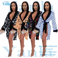 2021 Hochwertige Designer roben Nachtwäsche Dessous Luxus Langer Badeanzug Dollar Geld druck Robe Seiden satin Robe Für Frau