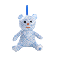 Porte-clés en peluche ours en tissu imprimé tulipes bleues, mini ours floral rembourré, pendentif pour sac à dos, breloque cadeau
