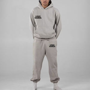 カスタム ユニセックス エッセンシャル デザイナー プレーン ややヘビーウェイト オーバーサイズ 高品質 ストリートウェア コットン パーカー セット メンズ レディース - Product Image 3