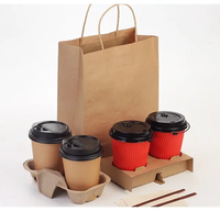 Impression personnalisée ajustable 1 2 3 4 Gobelet en papier de transport pour boisson chaude artisanale Porte-gobelet en papier kraft Café Thé Jus de fruit pour porte-gobelet