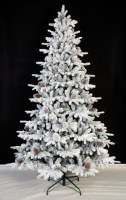 Arbre de Noël artificiel de luxe floqué blanc avec pommes de pin, en PE et PVC, 1,5 m/1,8 m/2,1 m, de haute qualité, vente en gros