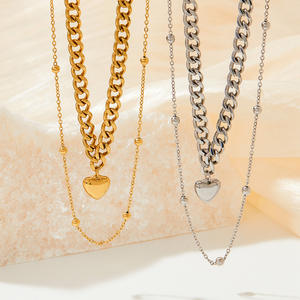 ต่างหูห่วงสแตนเลสแฟชั่นราคาส่งถูก ชุบทอง สร้อยคอจี้หลายชั้น เครื่องประดับผู้หญิง - Product Image 4