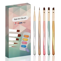 Ensemble de pinceaux à ongles professionnels multifonctionnels 5 pièces à manche en acrylique léger et codé par couleur pour la manucure française et la peinture au gel UV