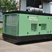 Compresor de Aire de Tornillo Portátil y Estacionario con Motor Diésel Kaishan KSZJ-29/23G, Plataforma de Perforación Green Mountain V2, Nuevo PLC para Minería
