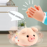 Poupée cochon en peluche douce avec commande vocale gyrate, jouet animal en peluche avec enregistrement de musique légère répétition oink