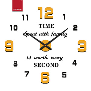 Horloge murale analogique moderne grande taille à monter soi-même, en acrylique or et noir, mécanisme silencieux, décoration de luxe, cadeau de mariage pour hall d'hôtel et chambre d'hôtes - Product Image 2