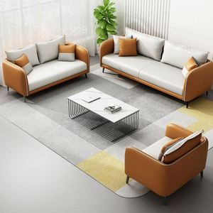 Juego de sillones y sofás de oficina personalizados, sofá Seccional de cuero Club Cube, muebles de oficina modernos, cuero sintético PU - Product Image 3