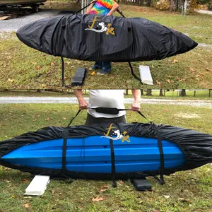 Black Kayak Boat Cover Kanu Wasserdichte Träger Staubs chutz Hochwertiger, strap azier fähiger Oxford-Stoff in verschiedenen Größen