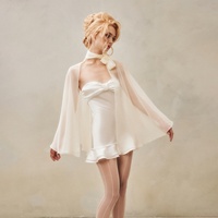 Élégante Robe Bustier Unie d'Été avec Jupe Courte à Nœud et Cape d'Épaule Nouée au Cou - Ensemble Deux Pièces Femme